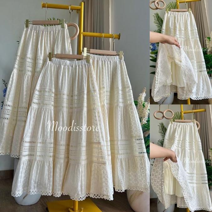 Kirimlangsung- Moodis Bohemian Embroidery Skirt Rok Bordir Bohemian