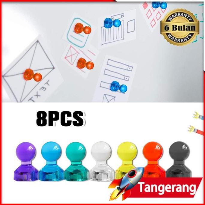SMO 8pcs Pin Magnet Neodynium Memo Kulkas Magnet Thumbtack Paku 11*17mm
