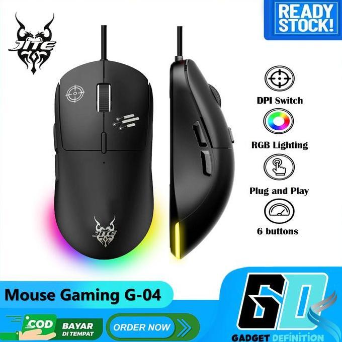 SMO JITE Mouse Gaming G-04 2600DPI Gaming Mouse RGB Kabel USB 500 - 1000 Hz fps
