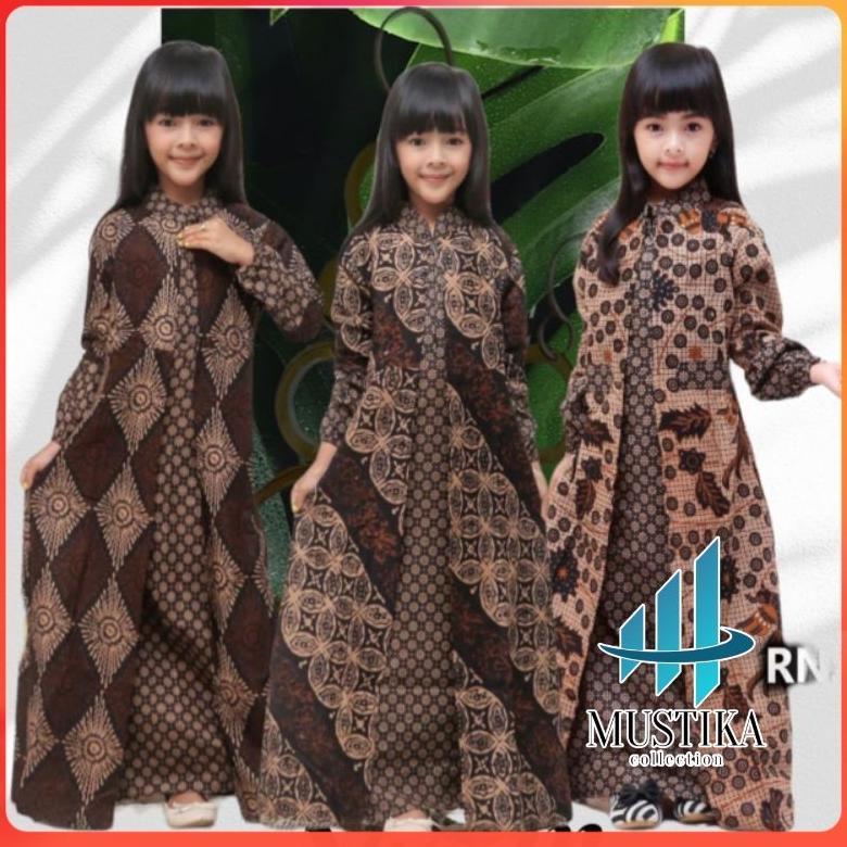 DISKON DRESS BATIK ANAK PEREMPUAN GAMIS BATIK ANAK 2-12 TAHUN BAJU BATIK ANAK PEREMPUAN SETELAN BATI
