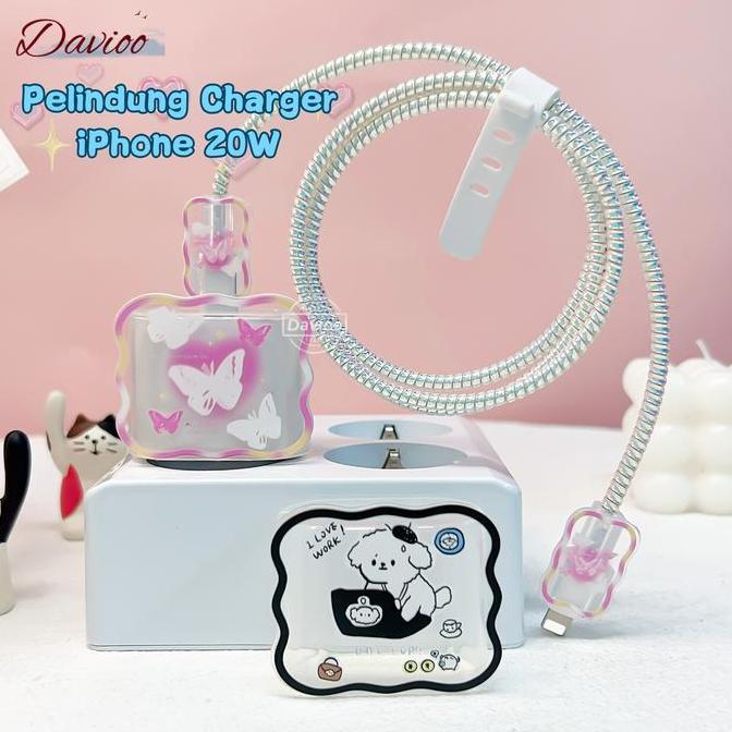 Pelindung Charger FOR iPhone 20W |Set 5 Item Paket Cover Pelindung Kepala Charger & Kabel Untuk Char