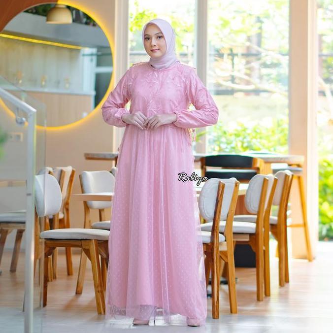 Spesial Gamis Muslim Wanita Kanaya Dress Maxi Lengan Karet Bahan Velvet Mix Tile Ukuran Jumbo Baju K