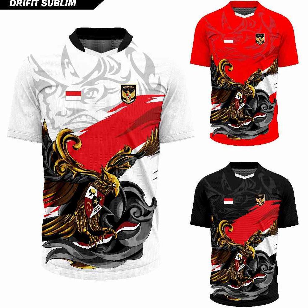 TERMURAH Jersey Olahraga Garuda Merah Putih Baju Futsal Kaos Voli Atasan Badminton Running