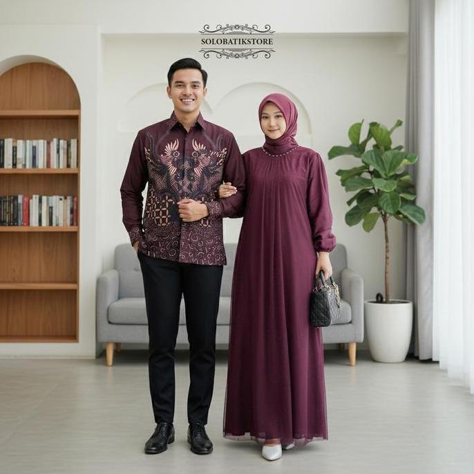Solobatikstore Baju Couple Lebaran 2026 Idul Fitri Gamis Tulle Terbaru Maxi Dress Brokat Elegan Untu