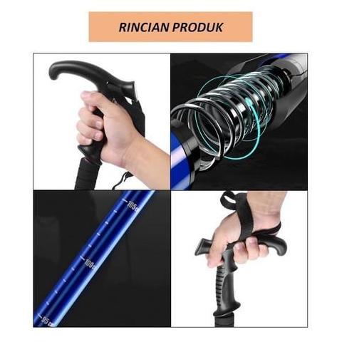 Capslock- Tongkat Trekking Tongkat Lipat Besi Alat Bantu Jalan Lansia Hiking