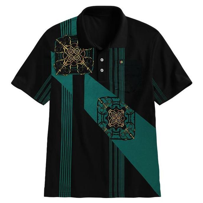Kaospolos - Kaos Kerah Pria Distro Batik Saku | Baju Kaos Polo Motif Dewasa Kancing Lengan Pendek Ka