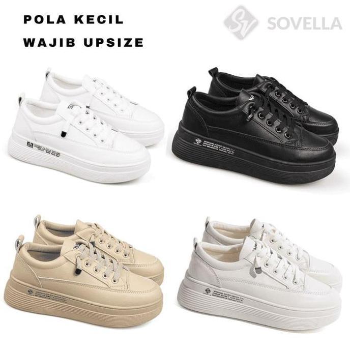 SOVELLA Alexa Sepatu Sneakers Olahraga Sport Kets Putih Hitam Wanita Karet Casual Shoes