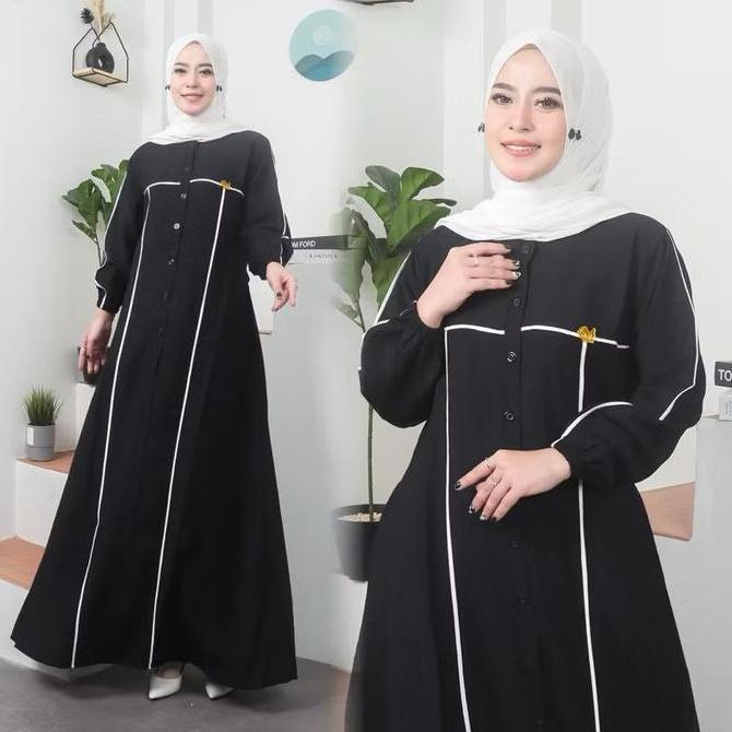 Shelina Drees Gamis Crinkle Airflow List Putih Jumbo Wudhu Friendly