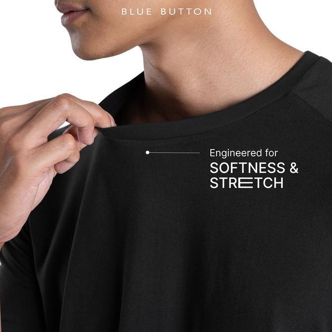 BlueButton Flow Knit Tee T-Shirt Premium Kaos Hitam Polos Best Quality