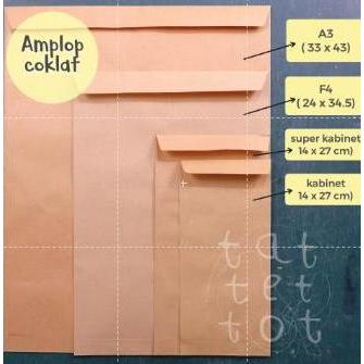 Sandto- Amplop Coklat Kecil Sedang Besar Kabinet Super F4 A3 Non Lem Isi 50