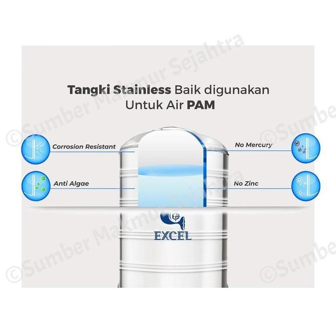 Diskon Tangki Air / Tandon / Toren Excel Stainless 800 Liter - Gs 1000 Tk