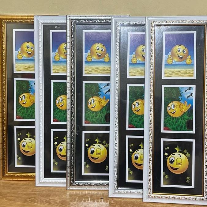 Barbaku_store - Bingkai Kaca 3 Susun (3 in 1) 3R Termurah Frame Figura Foto 9x12,5cm hitam / putih P