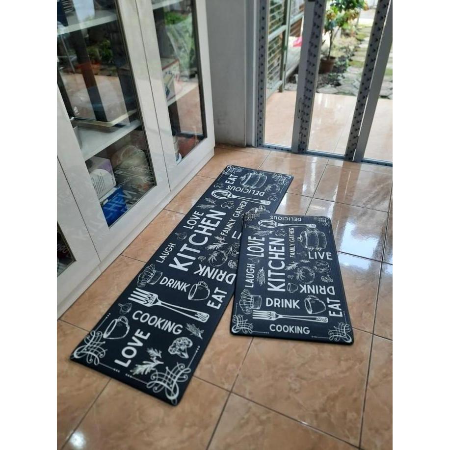 Karpet Dapur Panjang Anti Slip 1 Set - KITCHEN BLACK
