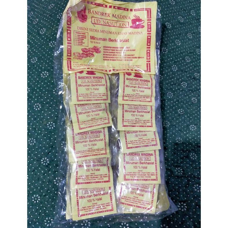 Bandrek Madina Gula Merah & Jahe Merah Alami 100 % Tanpa Bahan Pengawet / 10Pcs