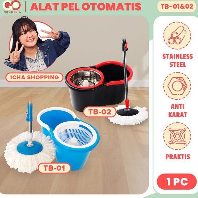 GO X ICHA Pel Lantai Spin Mop Dengan Ember Pel Putar Untuk Pembersih Lantai