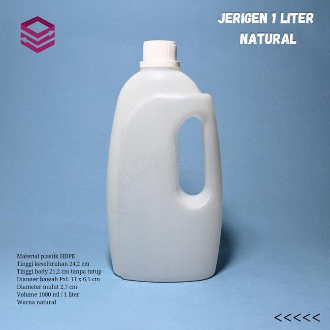 Jerigen 1 Liter Gagang Samping Bersegel Natural - / ONLY