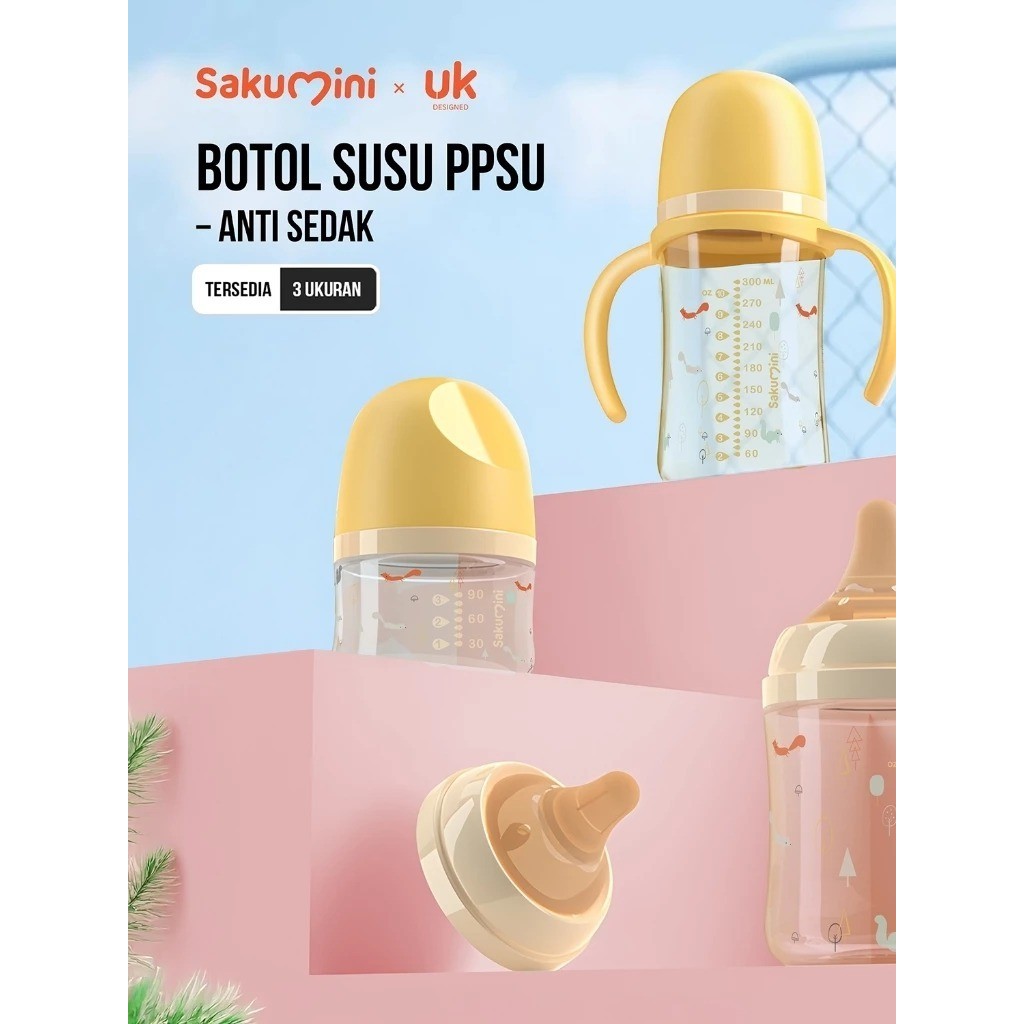 Sakumini Botol Susu Bayi Newborn PPSU Anti Sedak