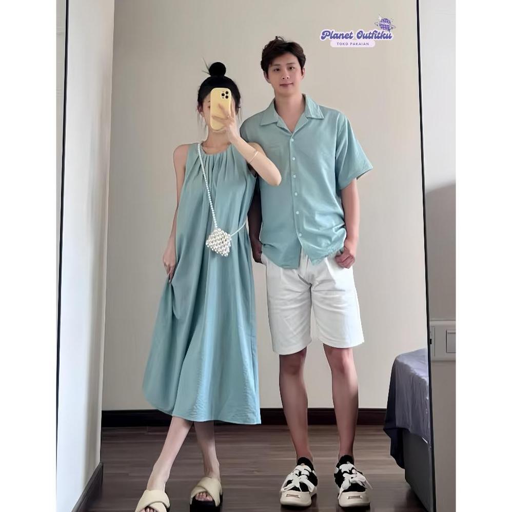 BAJU COUPLE PASANGAN TERBARU DEANA COUPLE DRESS + KEMEJA // ONE SET COUPLE // BAJU PASANGAN