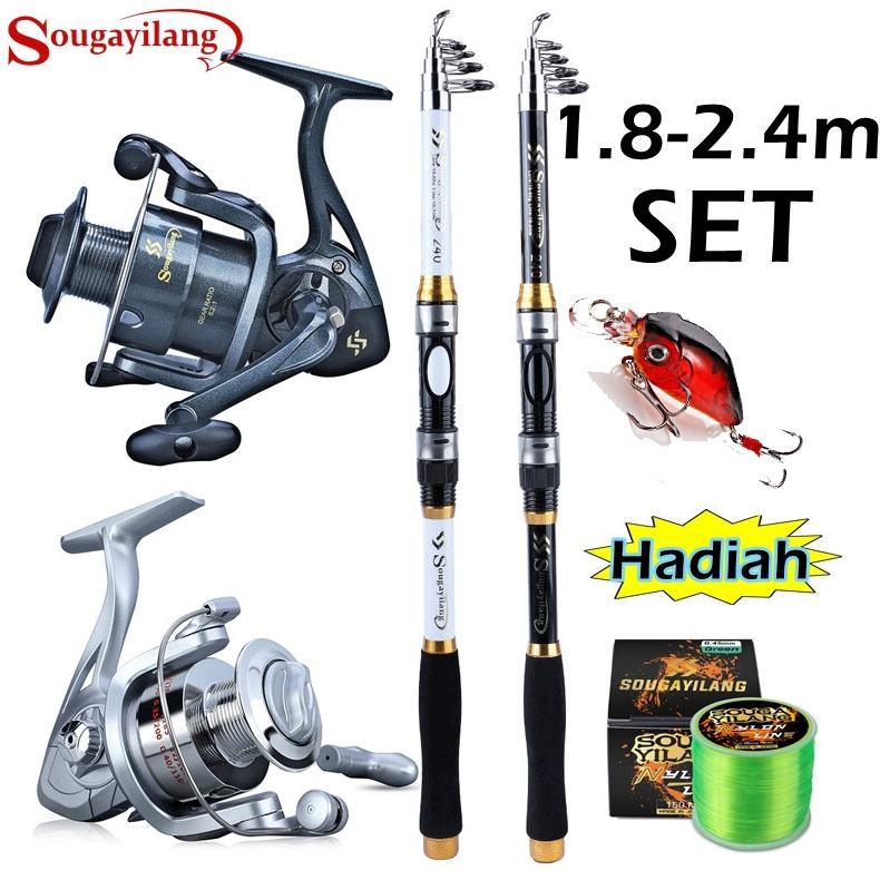 Sougayilang Joran Pancing Set 180-330cm Telescopic Pancingan Set Lengkap