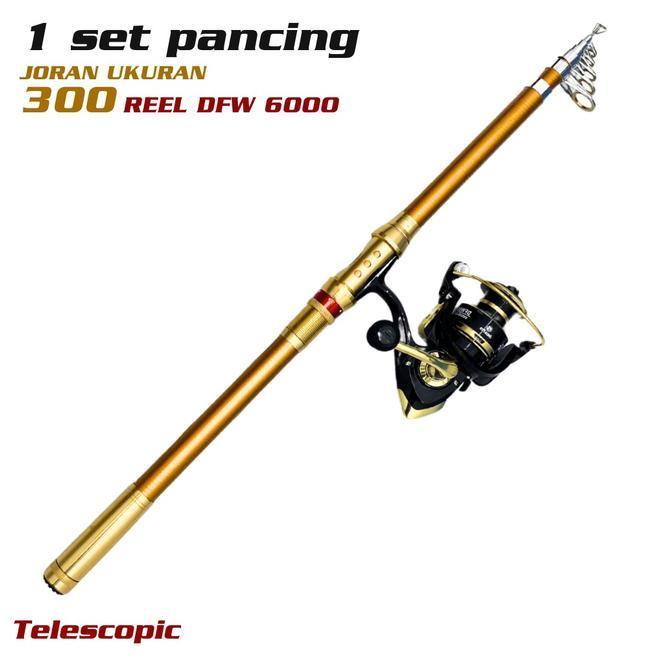 1 Set Joran Pancing Portable Hh Carbon Joran Laut Telescopic Antena Pancing Ikan Laut Teleskopik Por
