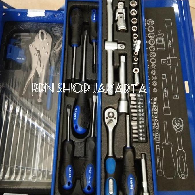 Tool kit set 91 pcs SANDS with metal case Tool box set 91 pcs lengkap