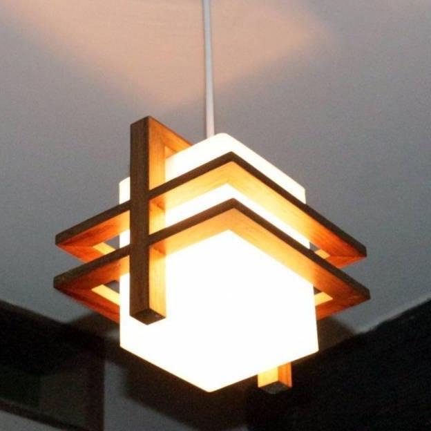 Kap Lampu Gantung Minimalis Kayu Jati
