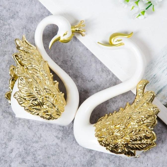 Allbit- Vixplorn Pajangan Sepasang Angsa/Sepasang Angsa Gold /Plastik Silver Hiasan Flaminggo Pajang