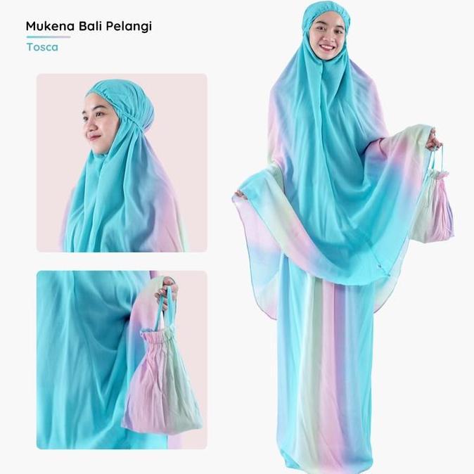 Miliki Mukena Bali Pelangi / Mukena Jumbo Motif Pelangi / Mukena Tye Dye Rayon Muslim Dewasa