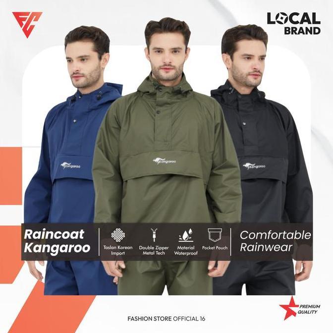 Jaket Jas Hujan Pria Wanita Setelan Kangaroo Waterproof Premium