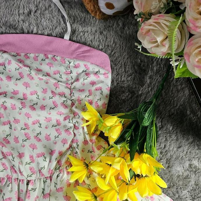 Ftx- Missmoka Clara Set Midi Dress + Outer Gaya Musim Panas Korea Dress Pantai Floral Bunga Bunga