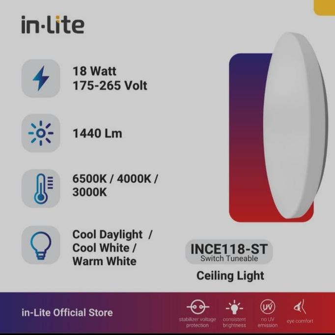 lampu ceilling led inlite 18watt INCE 118 TUNABLE/lampu ballet led