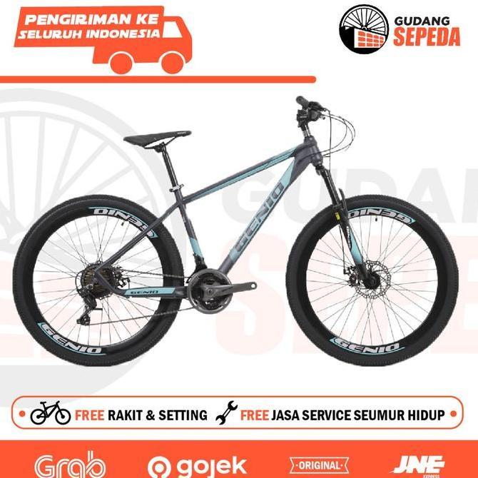 Terlaris Sepeda Gunung 27.5 Inch Mtb Genio M-349 Hi-Teen Steel 24 Speed Garansi