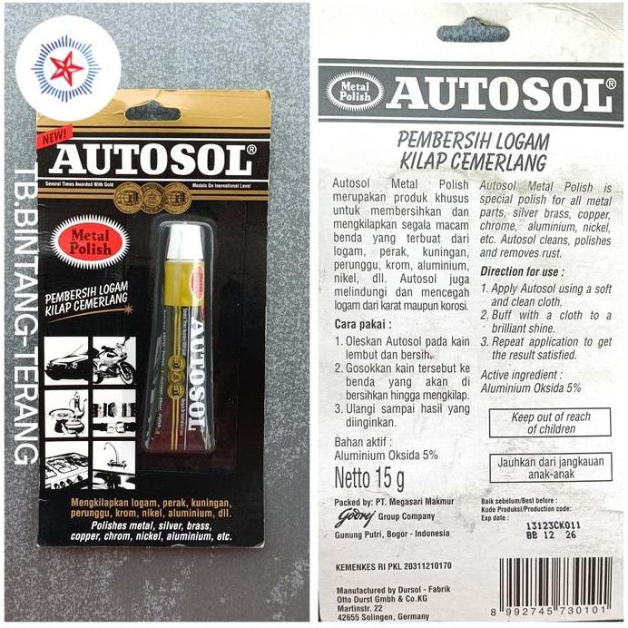 AUTOSOL OTOSOL POLISH POLES BESI METAL STAINLESS 15 GRAM TUBE KECIL