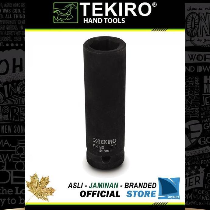 Kunci Sok 22 mm PANJANG Hitam Stang 1/2" inch 6 PT Deep Impact TEKIRO