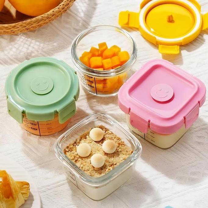 SUSTOMA Venchy Storebayi wadah penyimpanan mpasi 160ML wadah mpasi kaca tahan panas food container m