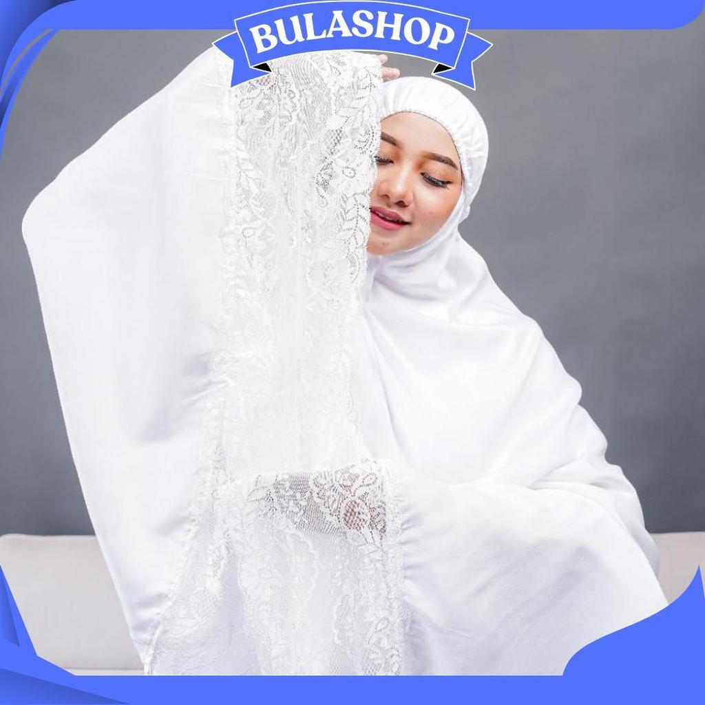 Mukena Dewasa Putih Polos Renda Bahan Katun Rayon Super Premium Size Super Jumbo Dan Mukenah Terusan