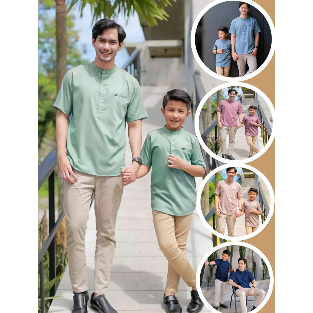 Viral  Baju Kurta Kemeja Koko Kemko Pasangan Couple Anak Ayah Lengan Pendek Terbaru Original Agera