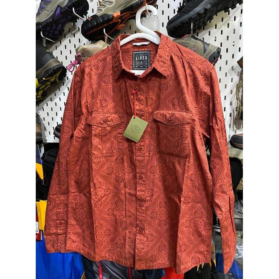 Kemeja Pria Eiger Peasley 1989 Original H401 Lengan Panjang Corak Batik - Black