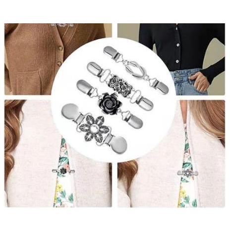 VINTOP Klip cardigan aksesoris kerah kemeja bros penjepit kardigan bunga pin