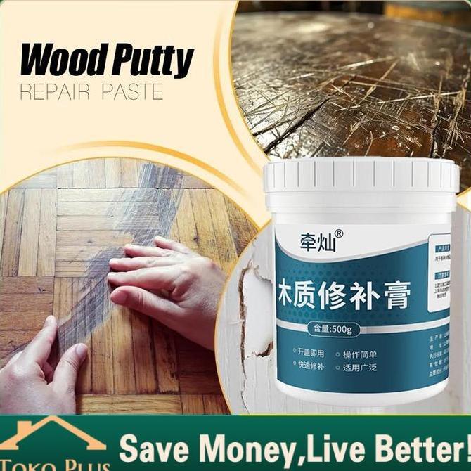 SHIRENLY Dempul Kayu Pengisi Nat & Perbaikan Lubang 500gr - Warna Walnut/Natural/Putih, Bahan Tahan 