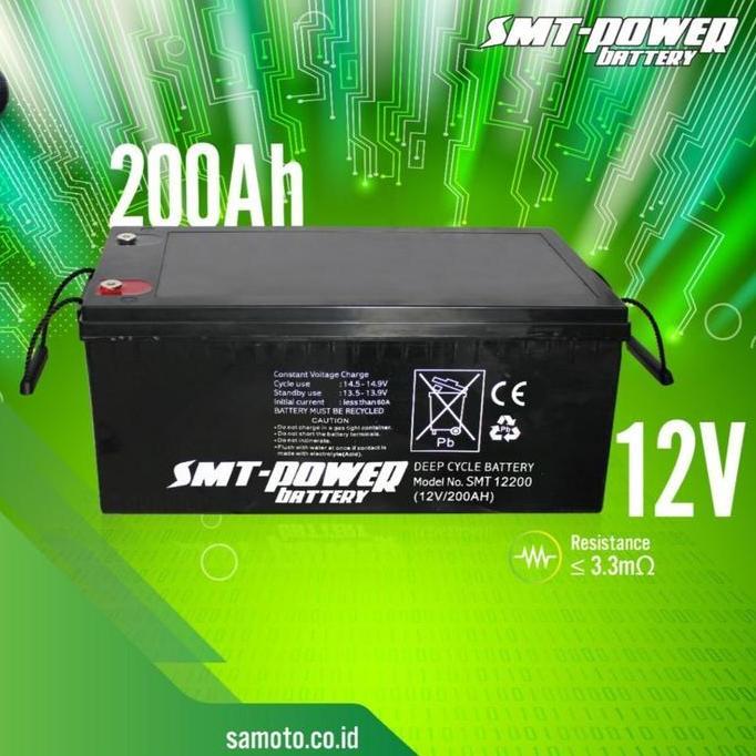 Promo BATTERY SAMOTO 12V 200AH - SMT-12200 Baterai Power Diskon