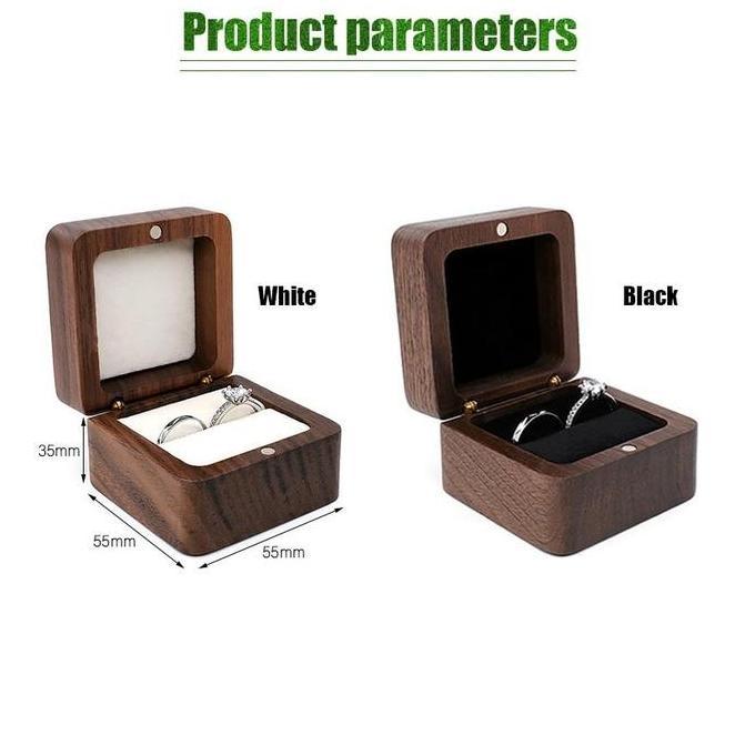 QWEKLY Kotak Cincin Kayu Kalung Seserahan Pernikahan Ring Box Jewelry Hantaran Seserahan Lamaran Tem