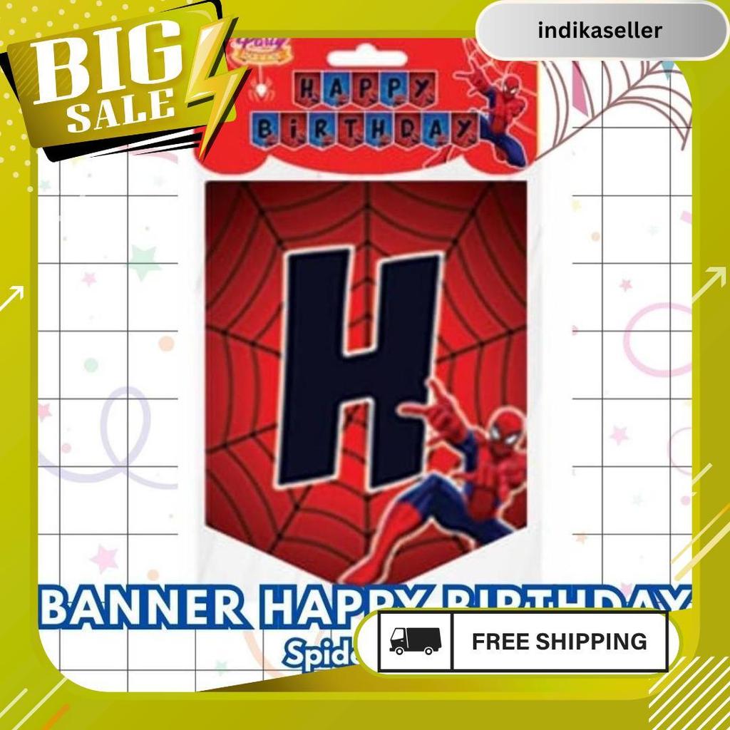Banner Happy Birthday Karakter Anak | Dekorasi Ultah Cowok & Cewek Panjang 2 Meter Termurah