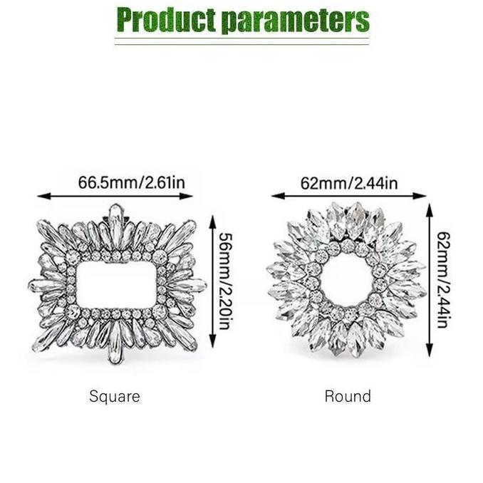 MONOLOZ Aksesoris Sepatu Klip Permata Bisa Dilepas - Hiasan Jepit Sepatu Wanita untuk High Heel, Pes