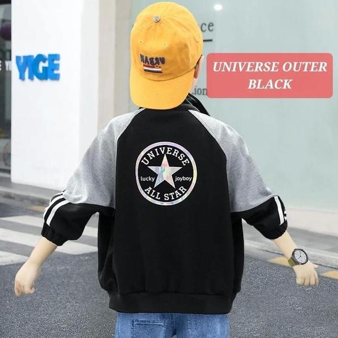 BL13 ~ BAJUKIDDIE UNIVERSE OUTER BLACK JAKET ANAK REMAJA COWOK FASHION KOREA