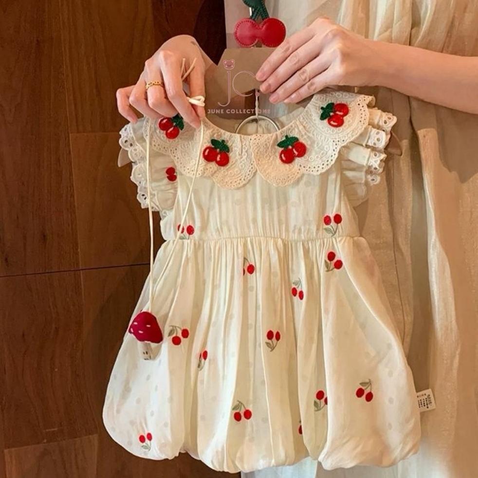 Junes Dress Anak Perempuan Motif Lace Atau Renda Cherry Cream Hits Kekinian Alaala Korea Fashion Ana