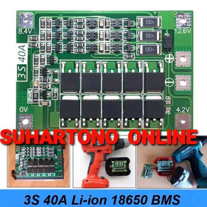 BMS 3S 40A 12.6V 18650 Li-ion Lithium Battery BMS Balanced/Enhanced Led