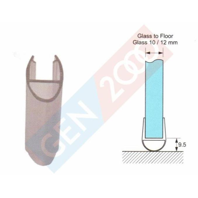 Waare- Clip Seal D 2 Arah / Glass Clip Seal / Seal Pintu Kaca