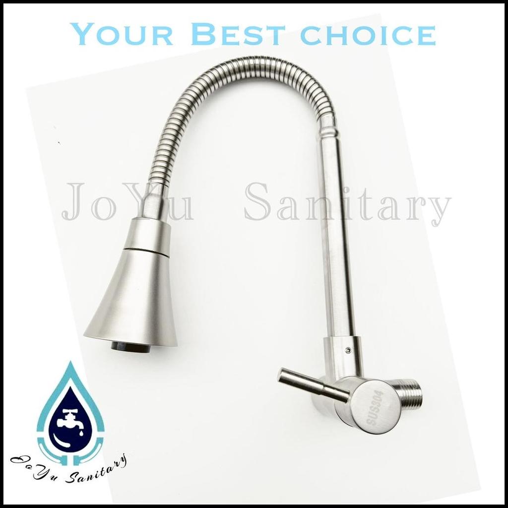 Kran Angsa  Sink Fleksibel Stainless 304 Minimalis Tembok 04Tr- Keran Dapur 2In1 Flexible Stenlis Su