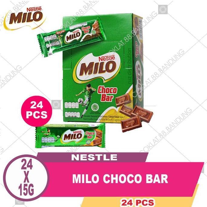 MILO Choco Bar 1 Box 24 Pcs X 15 gr Milk Chocolate, Nestle Milo Coklat Bar Malaysia Snacks